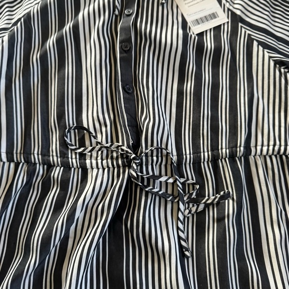 Everlane Stripe Maxi Dress black white stripe tencel tie waist modest medium new - Picture 7 of 15